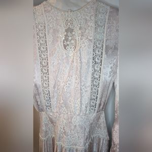 Vintage Scott McClintock Lace and Floral Long Sleeve Formal Dress Very Detailed